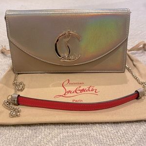 Christian Louboutin Loubi54 leather metallic glitter crossbody
